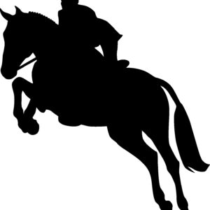 Hunter Horse black silhouette reflective decal facing left. Also available in right facing, red or white color.