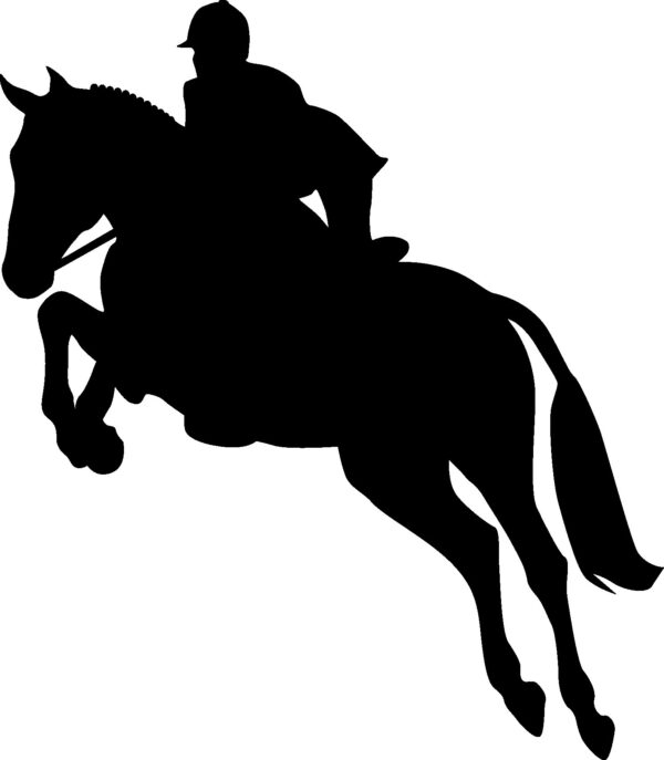 Hunter Horse black silhouette reflective decal facing left. Also available in right facing, red or white color.