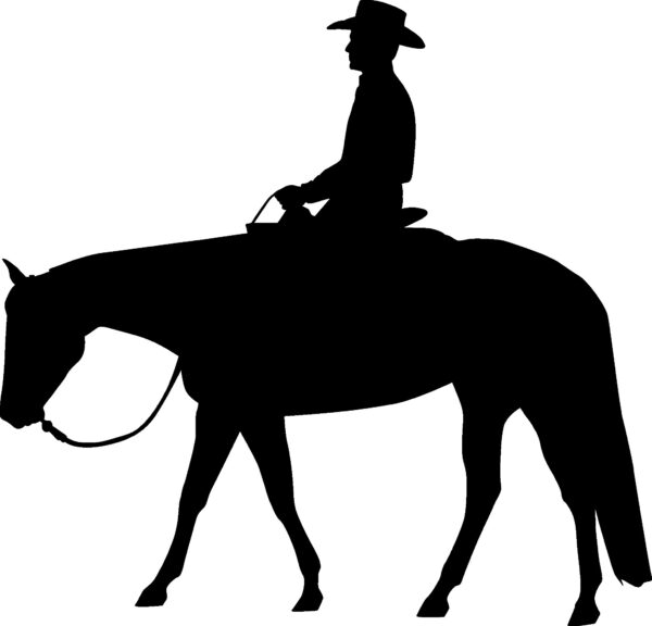 Western Pleasure Man Reflective decal silhouette black, facing left. Available facing right and in Red or White colors