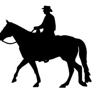 Black silhouette of a Male Trail Rider facing left in black. Also available facing right and red or white in color