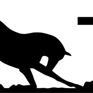 Black right facing Kneeling Horse at the Cross black silhouette. Also available in left facing, red or white in color.