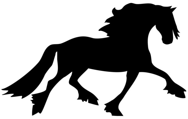 Black Friesian Horse silhouette Reflective decal facing right. Also available facing left and in red or white color.