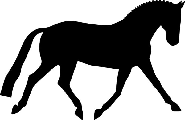 Warmblood Horse silhouette black right facing. Also available right facing and in red and white color.