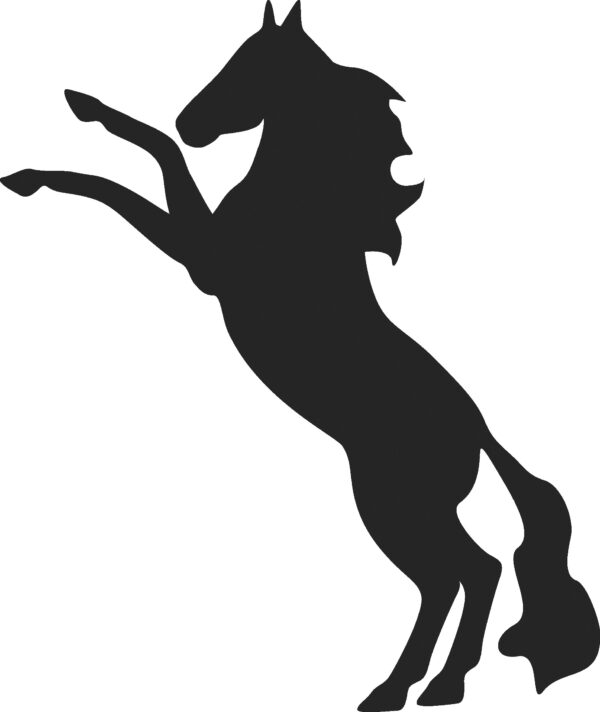 Rearing horse black silhouette decal facing left. Also available facing right and Red or white in color.