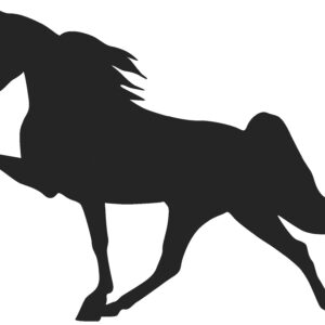 Black left facing Walking Horse Trailer Decal Silhouette. Also available in Red or White and Right facing