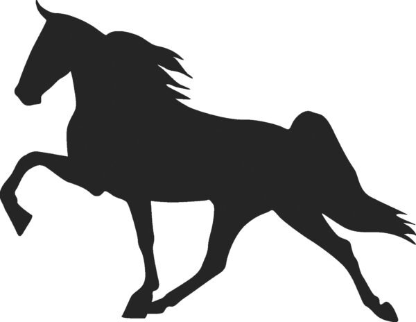 Black left facing Walking Horse Trailer Decal Silhouette. Also available in Red or White and Right facing