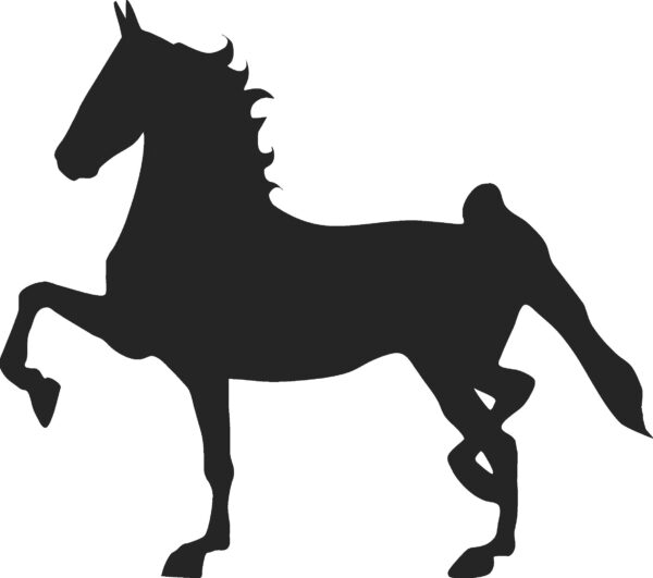 Saddlebred horse reflective decal silhouette - shown in black, but comes in Red or White also. This one is left facing, but also available in right facing